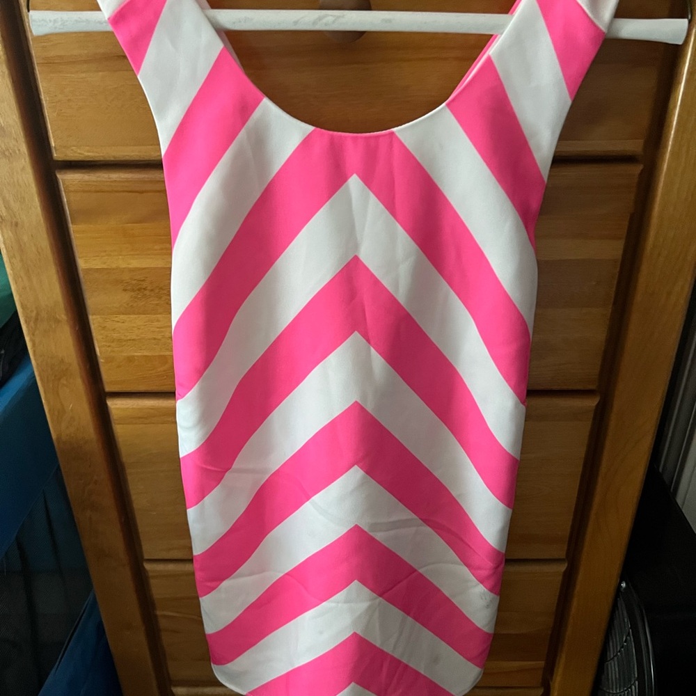 Pink and White Chevron Dress